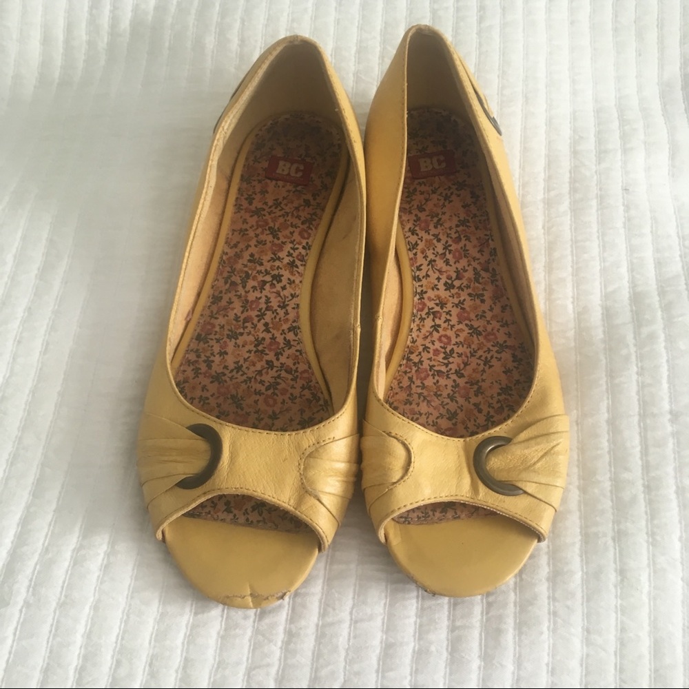 Yellow BC Footwear Peep Toe Flats